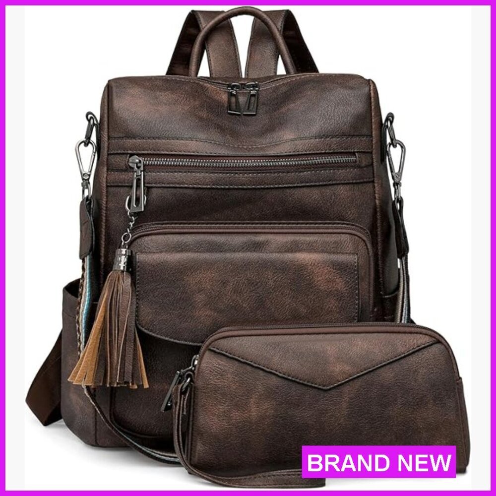 Leather Convertible Backpack Purse Multipurpose Travel Satchel Shoulder Bag